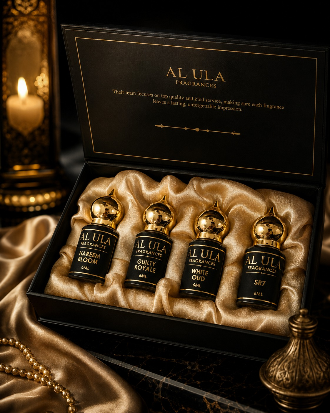 Al Ula Fragrances Gift Pack with 4 different types of beautiful Smells for Everyone in the family (6 ML * 4)